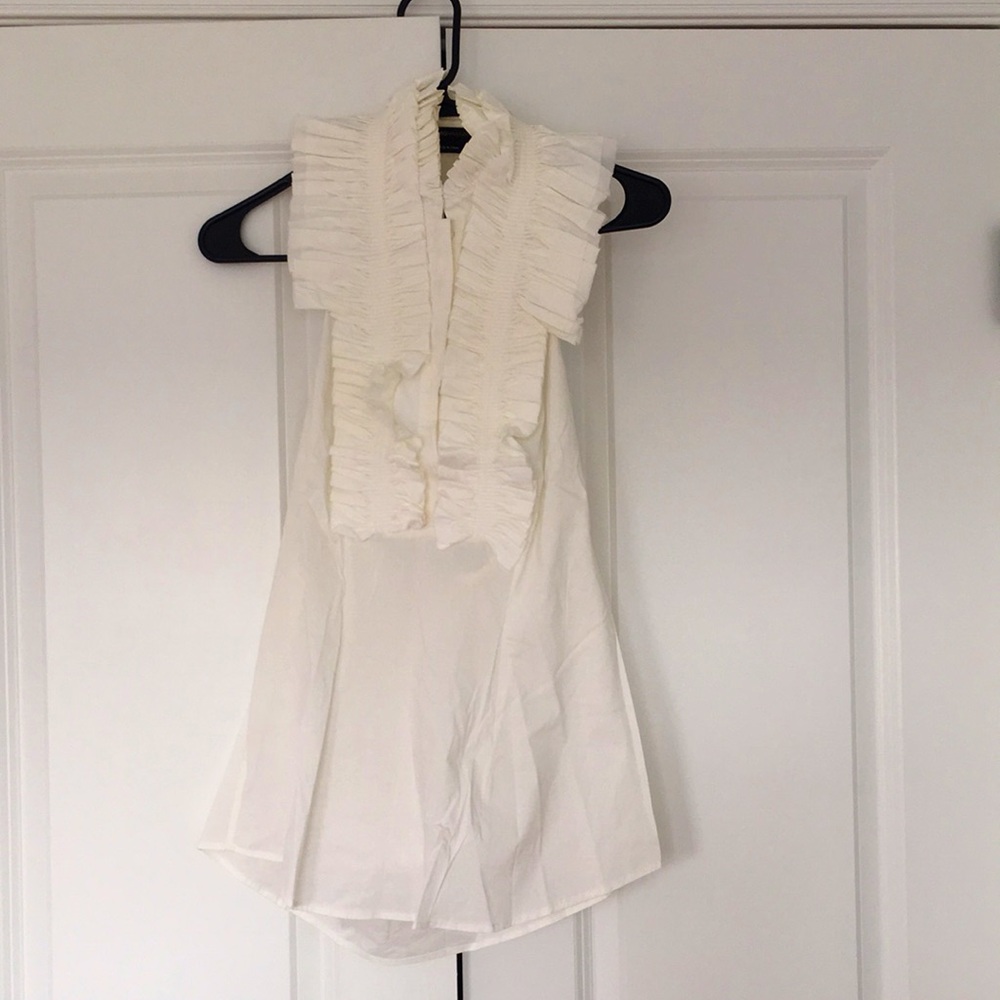 BCBGMaxazria white halter neck blouse
